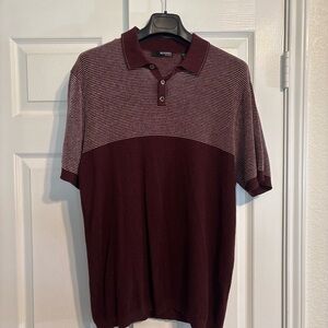Murano Men's Maroon and White Short-Sleeve Polo